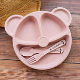 Baby Bowl Spoon Fork Feeding Food Tableware Cartoon Panda Kids Dishes Baby Eating Dinnerware Set Anti-hot Training Bowl Spoon