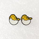 Dongmanli New Arrival Fashion Unique Designer Cute Enamel Fried Egg stud Earring For Women Gudetama Accessories