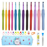 Crochet Knitting Tool Set 12 Color Head TPR Soft Handle Crochets