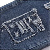Burnt-out Technology Loose Straight-leg Jeans