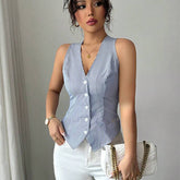 Temperament Striped Vest Sleeveless Cardigan Top