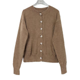 Autumn And Winter New European And American All-matching Loose Casual Solid Color Buttons Knitted Top For Women