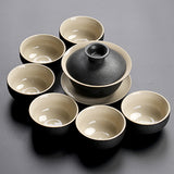 Black pottery tea cup set