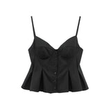 Single-breasted Wide Pleated Skirt Hem Slim Short Women's Vest