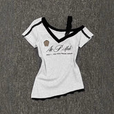 American Hot Girl V-neck Short-sleeved T-shirt Female Summer Advanced