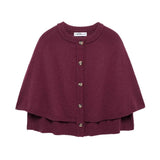Round Neck Loose Slimming Solid Color Knitted Shawl
