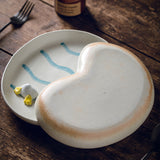 Rough Pottery Hand Made Dinner Plate Cute Swimming