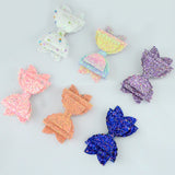 Girl's Hair Accessories Sequined Double-layer Leather Wave Bow