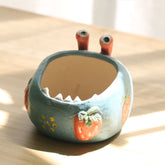 Large-eyed Monster Rough Pottery Hand-painted Flowerpot