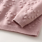 Children's Knitted Love Solid Color Sweater And Pants Set