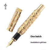 Retro Chinese Style Relief 18K Gold Plated Tip Gift Pen Two Colors