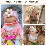 Soft Nylon Baby Flower Headbands For Newborns, Infants & Toddlers Cute Hair Accessories For Girls Beige, Pink, Khaki
