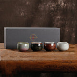 Five Famous Kiln Tea Cups Of Rough Pottery