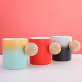 Rough Pottery Coffee Creative Wooden Ball Handle Mug