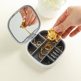 Single Layer Compact Earrings Bracelet Jewelry Ring Storage Box With Makeup Mirror