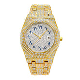European Hip Hop Full Diamond Arabic Scale Niche Quartz Men's Watch