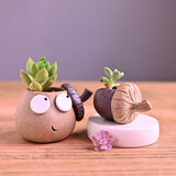 Desktop Mini Lovely Hazelnut Rough Pottery Flower Pot