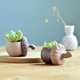 Desktop Mini Lovely Hazelnut Rough Pottery Flower Pot