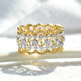 Ethnic Hollow Two-tone Ring For Women