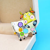 Animal Zodiac Cartoon Cow Brooch Alloy Painting Oil Clothing Accessories Pin