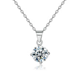 S925 Sterling Silver Necklace Simple Zircon Pendant Micro-inlaid