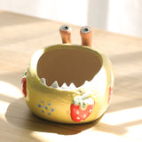 Large-eyed Monster Rough Pottery Hand-painted Flowerpot