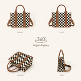 Travel Plaid Tote Bag With Shoulder Strap