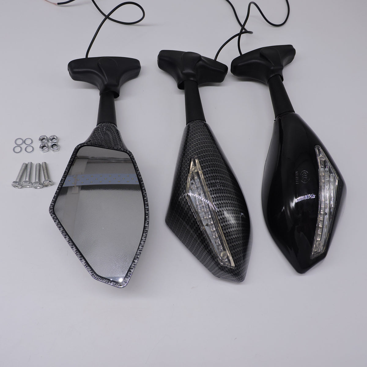 Motorcycle rearview mirror with lights