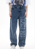 Burnt-out Technology Loose Straight-leg Jeans
