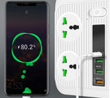 Smart Socket Power TypeC PD 40W QC3.0 Power Strip16AC Universal Outlets 2M Extension Socket Plug