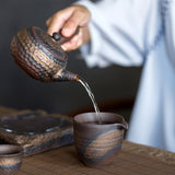 Handmade Rough Pottery Teapot With Hand Bubble Teapot