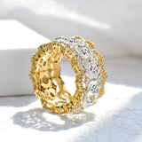 Ethnic Hollow Two-tone Ring For Women