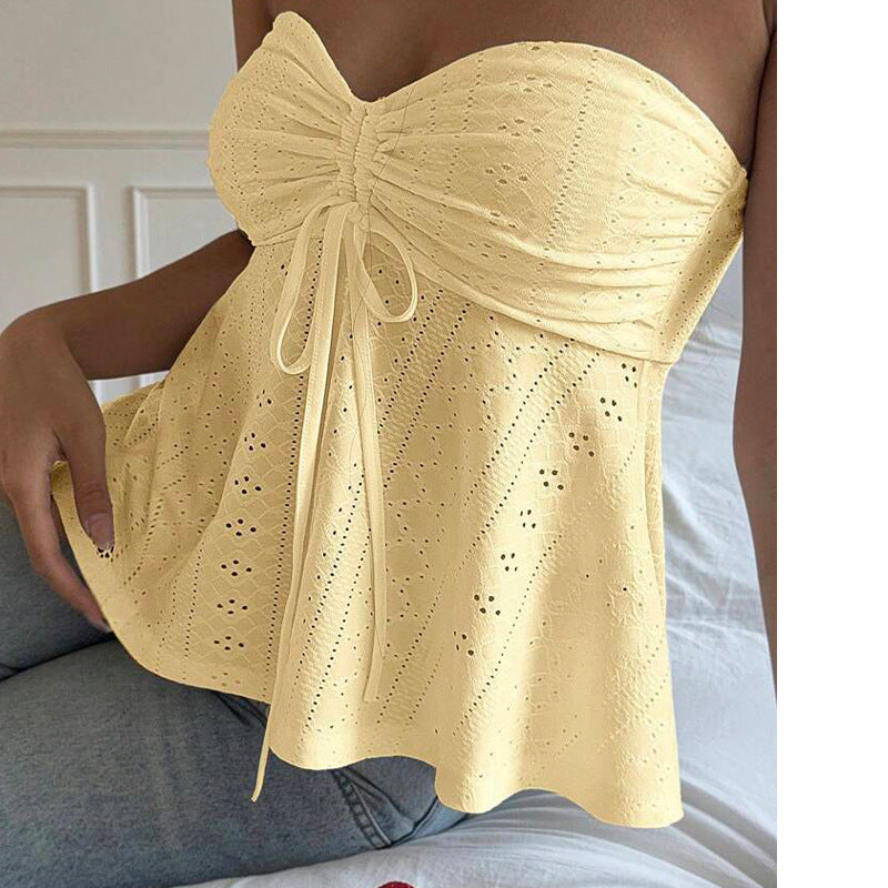 Vacation Style Sleeveless Jacquard Top