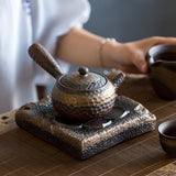 Handmade Rough Pottery Teapot With Hand Bubble Teapot