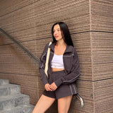 Elastic Shorts Striped Design Two-piece Set