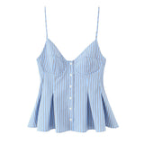 Single-breasted Wide Pleated Skirt Hem Slim Short Women's Vest