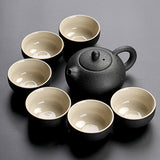 Black pottery tea cup set