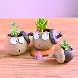Desktop Mini Lovely Hazelnut Rough Pottery Flower Pot