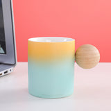 Rough Pottery Coffee Creative Wooden Ball Handle Mug