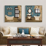 Modern Retro Bathroom Canvas Painting Mural Poster Wall