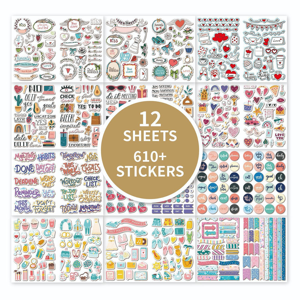 A4 Love Wedding Scrapbooking Stickers