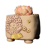 Simple Home Use Of Rough Pottery Fleshy Flowerpot