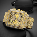 Men's Diamond Weird Digital Square Dial Multifunctional Waterproof Watch