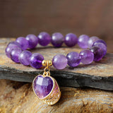 Natural Stone Amethyst Stretch Handmade Beaded Bracelet