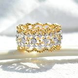 Ethnic Hollow Two-tone Ring For Women