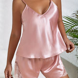 Women's Plus Size Ice Silk Short Strap Shorts Thin Pajamas Suit