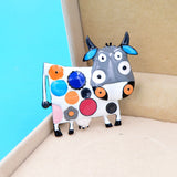 Animal Zodiac Cartoon Cow Brooch Alloy Painting Oil Clothing Accessories Pin