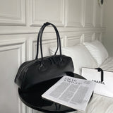 Women's Solid Color Korean-style Large Capacity Cowhide Leather Single-shoulder Bag