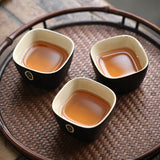 Black Pottery Kung Fu Set Handmade Rough Pottery Sample Tea Cup