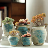 Handmade Rough Pottery Old Pile Succulent Flower Pot Ceramic Breathable